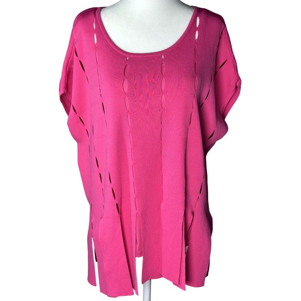 NWOT Joseph Ribkoff Womens Top M Pink Short Sleeve Sweater Set OG Price $215